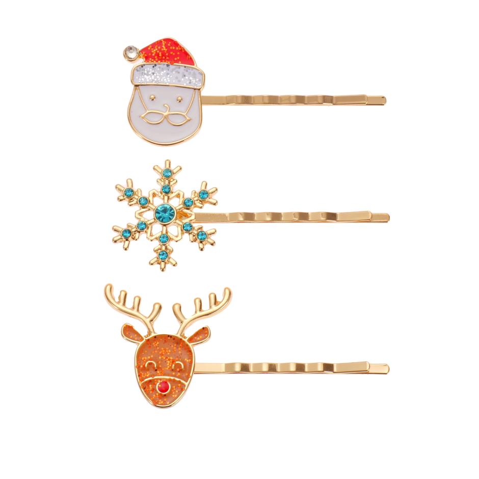 Hairpins santa, snowflake and rudolph