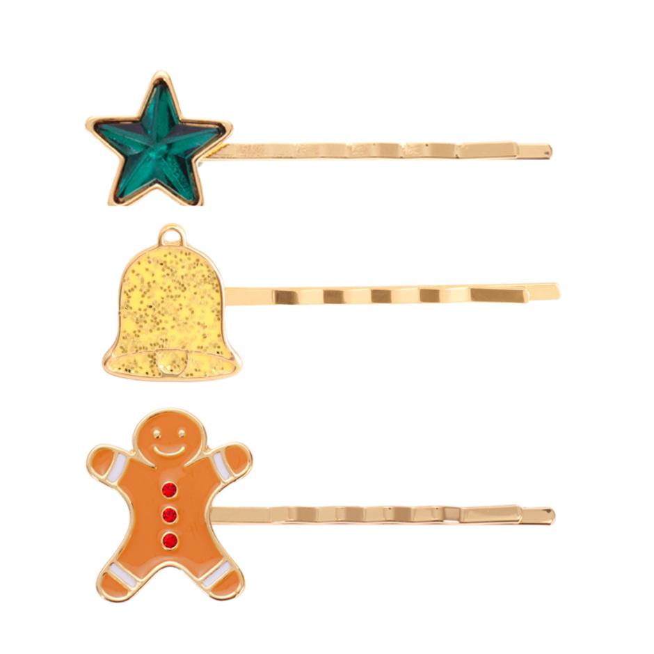 Hairpins star, bell and gingerbread man