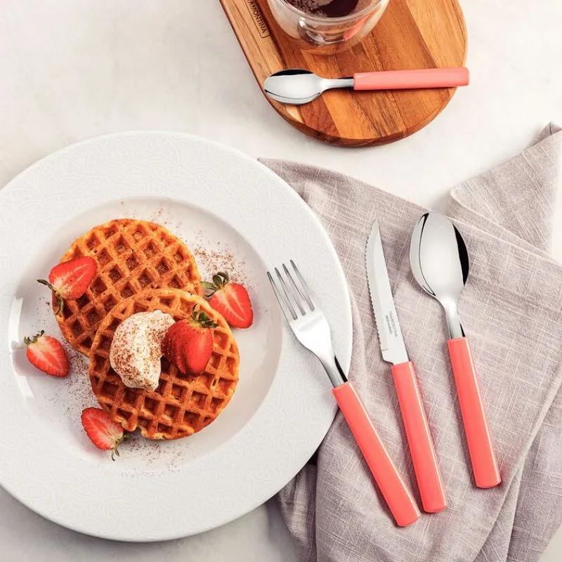 Tramontina Gamboa 16 dele Bestiksæt 3 pastel farver i drikkedunk