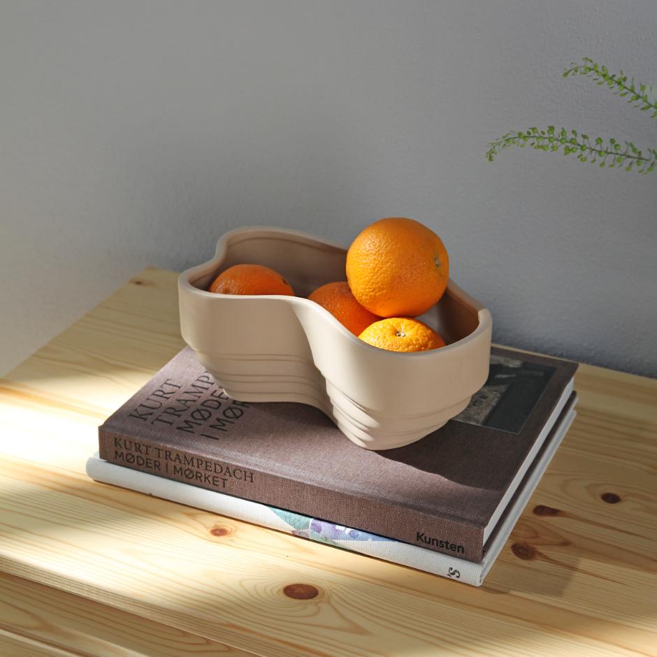 Lake skål, sandfarvet