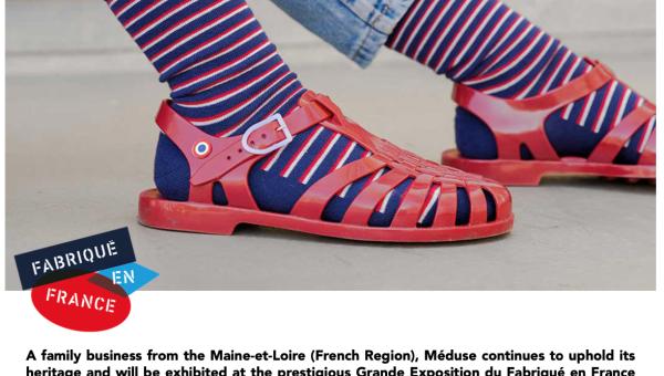 THE FAMOUS MÉDUSE SANDAL ON DISPLAY AT THE ÉLYSÉE FOR THE GRANDE EXPOSITION DU FABRIQUÉ EN FRANCE