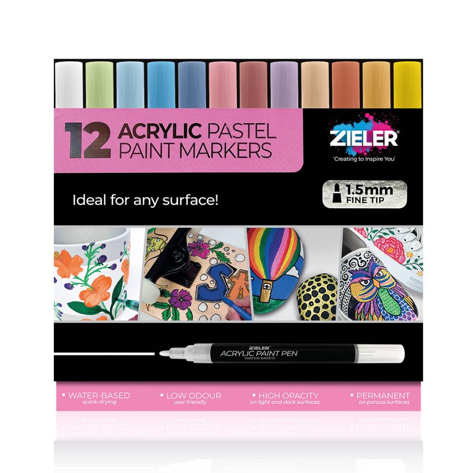 Zieler Akrylmarkers - Pastel - Tusch til stenmaling