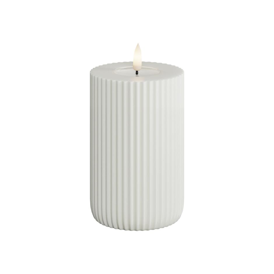 White Solid Stripe Candle D: 8 * 12,5 cm