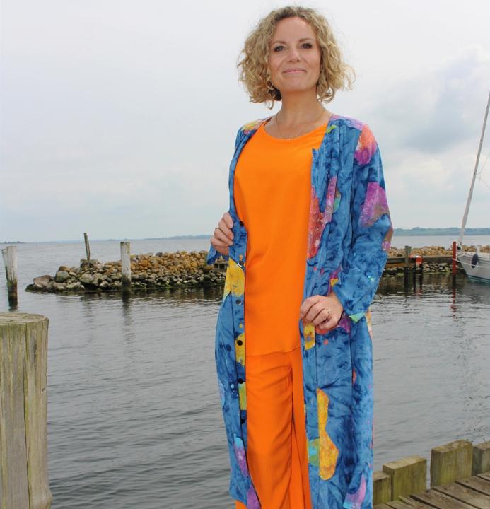 Håndmalet batik lang jakke KK2140T