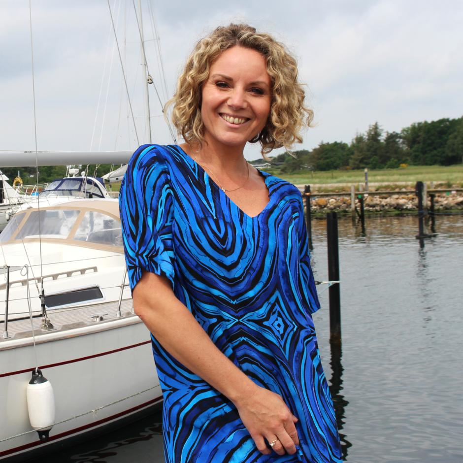 Blå kjole i voile viskose KK6253D