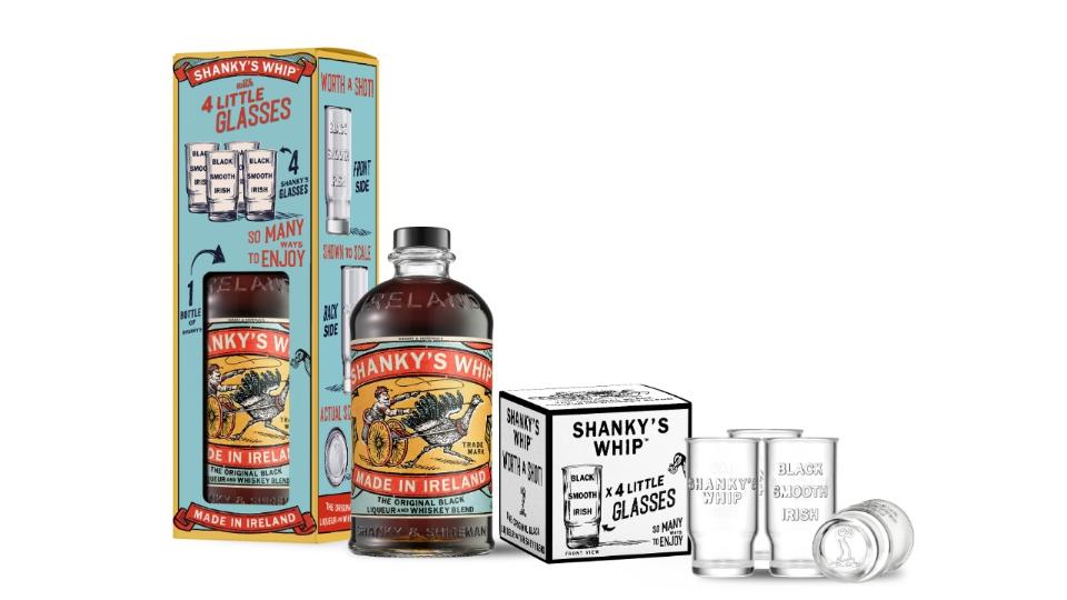 Shanky's Whip i gaveæske med 4 shot glas