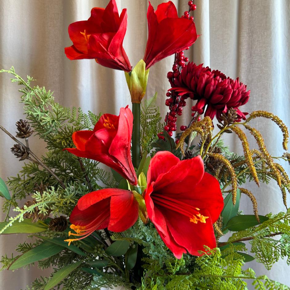 Buket med amaryllis real touch