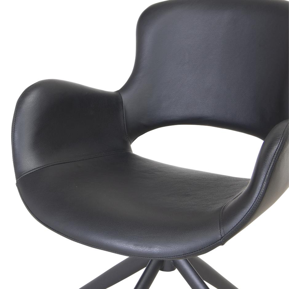 Luna spisebordsstol, Sort læder