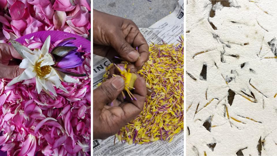 Håndlavet Lotus papir bliver til smukke produkter