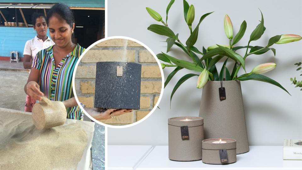 Vi bruger sand fra strandene på Sri Lanka