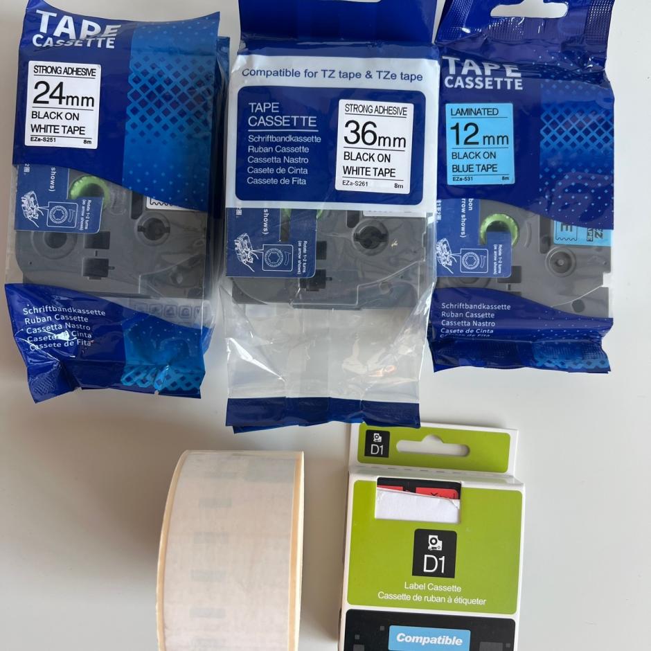 Dymo og Brother tape og etiketter
